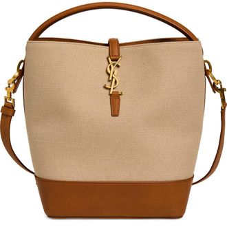 Saint Laurent Le 37 Canvas & Leather Bucket Bag in Desert Dust/Brick at Nordstrom