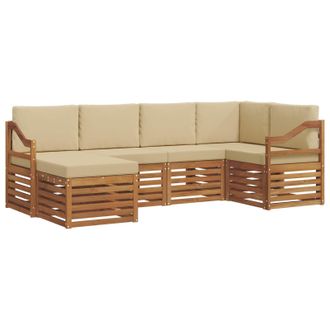 vidaXL Conjunto De Sof&aacute; Seccional Con Coj&iacute;n 6 Pcs Natural Y Beige Vidaxl