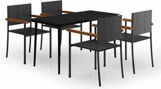 vidaXL 5 Piece Garden Dining Set Black vidaXL