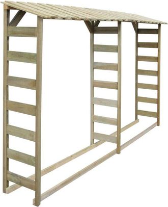 vidaXL Caseta Para Le&ntilde;a Doble 300x44x176 Cm Madera De Pino Impregnada Vidaxl