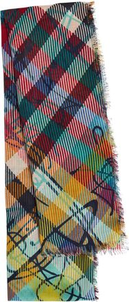 Vivienne Westwood Tartan Logo-monogrammed Wool Scarf - Red - One Size