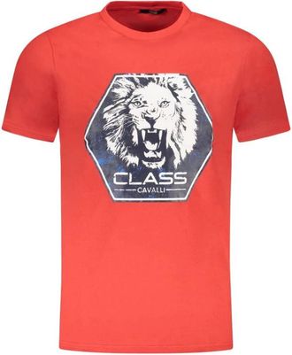 Cavalli Cotton T-Shirt - Heren - T-shirts - Rood - M - Katoen - Tops