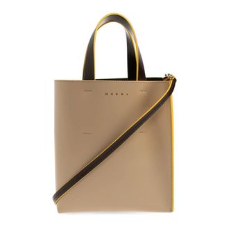 Marni Tassen, Dames, Beige, ONE Size, Leer, Museo Mini Bag