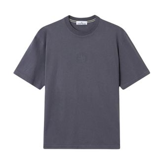 Stone Island T-Shirts, male, Gray, Size: M Camo Compass T-Shirt