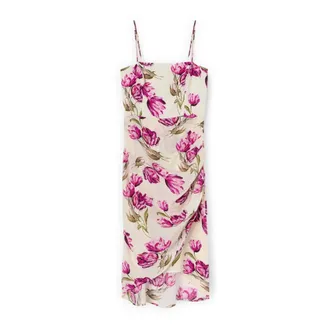Motivi Kleedjes, Dames, Roze, S, Polyester, Bloemen gedrapeerde kokerjurk