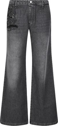 Ermanno Scervino Wide Leg Jeans - Dames - Loose Fit Jeans - Zwart - 2XS - Jeans