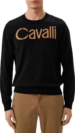 Roberto Cavalli Logo Jacquard Wool Jumper, Size Large