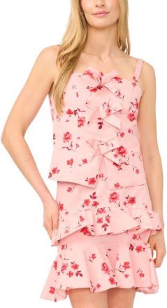 CeCe by Cynthia Steffe Bow Detail Square Neck Camisole in Coral Bloom at Nordstrom, Size Xx-Small