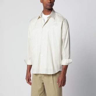 Auralee Camicia a righe avorio in cotone e seta
