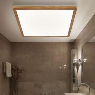 Globo Lighting Pannello da soffitto lampada da soffitto plafoniera pannello led, IP44 funzione di memoria retroilluminazione 3 livelli, aspetto legno opale