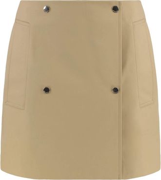 Burberry Minrok Trench in Double Gabardine - Dames - Korte rokken - Beige - XS - Katoen - Rokken
