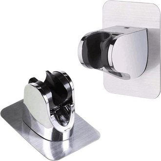 No Brand Soportes Ajustables Para Cabezal De Ducha, Montaje En Pared Sin Taladrar, Accesorios De Ba&ntilde;o (2 Piezas - Color Plata)
