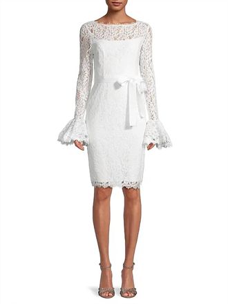 Nue By Shani Lace Bell-Sleeve Sheath Dress In Ivory