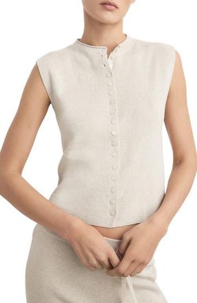 Mango Cotton Blend Sweater Vest in Beige at Nordstrom, Size Large