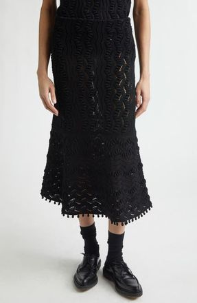 Jil Sander Textured Lace Pointelle Sweater Skirt in Black at Nordstrom, Size 8 Us