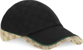 Gucci A001I24HBK3 GG Monogram Cotton Fabric Baseball Cap - Black
