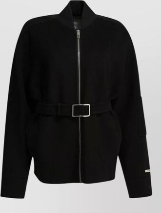 Sportmax belted silk nylon jacket patch pockets