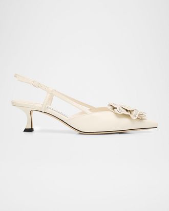 Jimmy Choo London Mimmi Leather Kitten-Heel Slingback Pumps