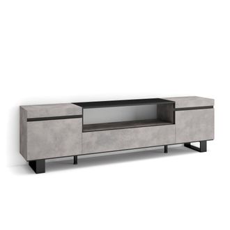 Skraut Home Skraut Home - Mueble Tv, Televisi&oacute;n, Muebles De Sal&oacute;n, Almacenaje, 200x57x35cm, Para Tv Hasta 80, Dise&ntilde;o Industrial, Estilo Moderno, Gris Cemento