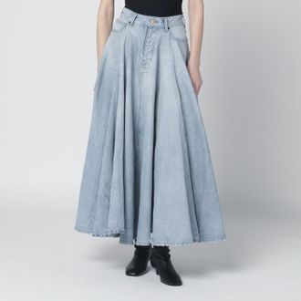 Balenciaga Light blue maxi godet denim skirt