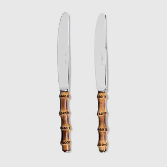 Gucci Bamboo Dessert Knife, Set Of Two, Brown