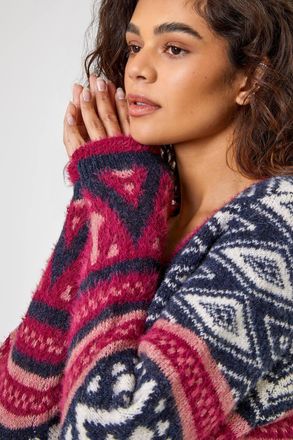 Roman Aztec Print Longline Cardigan
