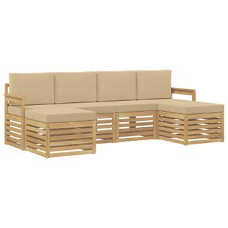 vidaXL Conjunto De Sof&aacute;s De Exterior 5 Pcs Blanco Y Beige Vidaxl