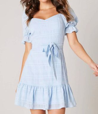 Sugarlips Taya Sweetheart Puff Sleeve Dress In Baby Blue