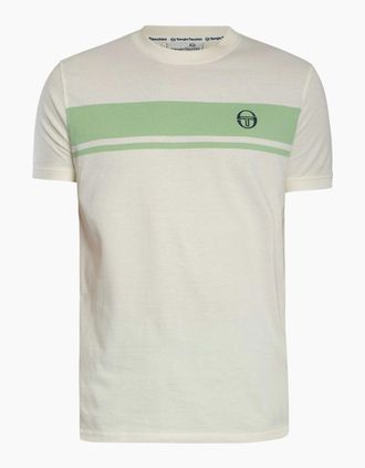 Sergio Tacchini Mens Sergio Tacchini Master Crew Neck T-Shirt Gardenia/Quiet Green - White - Size: 40
