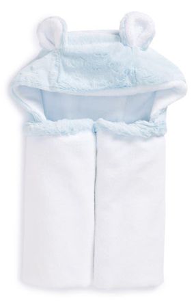 Little Giraffe Luxe Faux Fur Hooded Towel in True Blue at Nordstrom