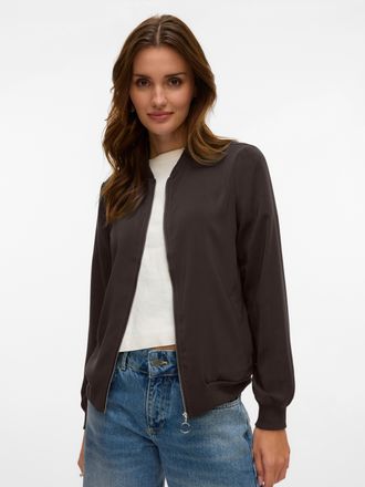 Vero Moda Bomberjacke VERO MODA VMCOCO L/S BOMBER NOOS, Damen, Gr. S, braun (chocolate torte), Web, Obermaterial: 96% Polyester, 4% Elasthan, unifarben, regular