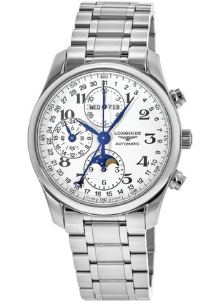 Longines Master Collection Moonphase 42mm Silver Chronograph Dial Steel Band Mens Watch L2.773.4.78.6
