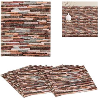 Relaxdays Relaxdays - 20 Paneles Pared, Efecto Piedra, Autoadhesivos, Cortables A Medida, 3d, 77 X 70 Cm, Pegatinas Decoraci&oacute;n, Multicolor
