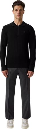 HUGO BOSS Hugo Heren Sastoro geribbeld vrijetijdsshirt (Zwart)