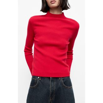 Mango Fitted Mock Neck Sweater in Red at Nordstrom Rack, Size X-Small