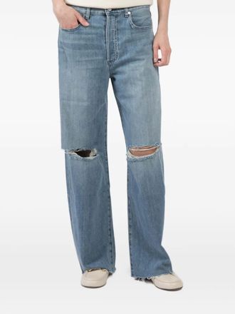 LE JEAN distressed detail denim jeans - Blauw