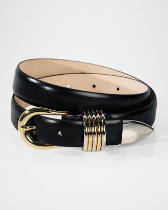 D&eacute;hanche Hollyhock Mix Metal Leather Belt