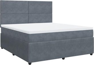 vidaXL Vidaxl - Cama Box Spring Con Colch&oacute;n Terciopelo Gris Oscuro 180x200 Cm