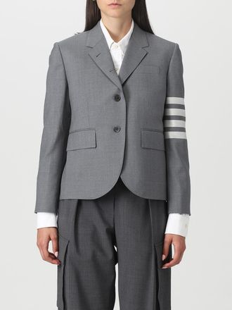 Thom Browne Womens Striped Sleeve Blazer - Grey