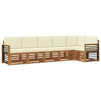 vidaXL Conjunto De Sof&aacute; Seccional Con Coj&iacute;n 6 Pcs Natural Y Crema Vidaxl