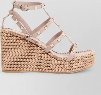 Valentino Garavani wedge espadrille sandals ankle strap rockstud