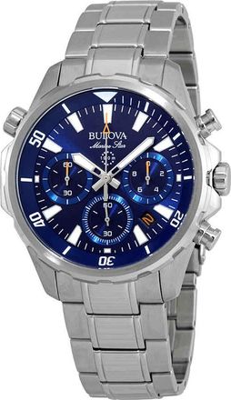 Bulova Marine Star Chronograph Blue Dial Mens Watch 96B256