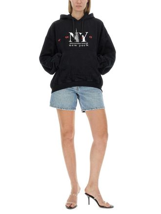 Alexander Wang Alexander Wang Womens Sweatshirt With Logo - Black Cotton - Size X-Small