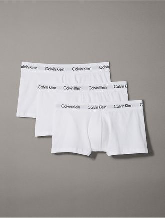 Calvin Klein Mens Cotton Stretch 3-Pack Low Rise Trunk - White - XL