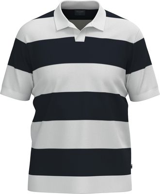 Olymp Kurzarmshirt OLYMP, Herren, Gr. XL, marine, Feinstrick, Obermaterial: 84% Baumwolle, 16% Polyamid, gestreift, regular fit h&uuml;ftbedeckend, Rundhals, Rip