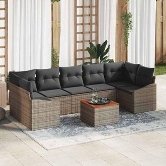vidaXL Conjunto De Sof&aacute; De Jard&iacute;n 8 Pcs Gris Vidaxl