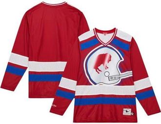 Mitchell & Ness Womens Mitchell & Ness Red Buffalo Bills Big Face 7.0 Long Sleeve Jersey T-Shirt at Nordstrom, Size X-Large