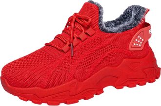 Generic Sneakers Women Winter Fleece Lined Lace-Up Round Toe Flat Sneakers Wedge Zip Platform Trainers Tennis Shoe Comfortable Breathable Non-Slip Walking Sho