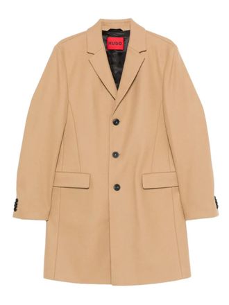 BOSS single-breasted coat - men - Wool/Polyamide - 52 - Neutrals
