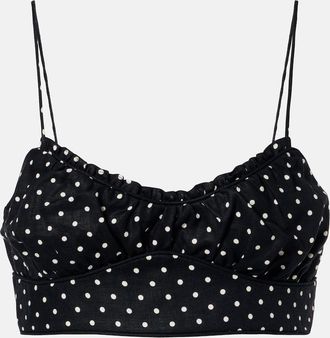 Faithfull The Brand Lucia polka-dot linen crop top